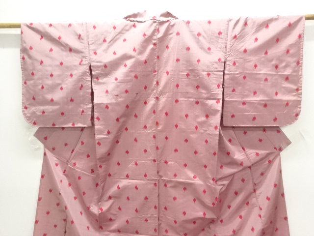  アンティーク　抽象模様織出し銘仙単衣着物